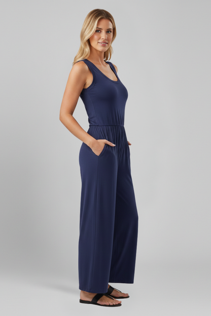 Dames Getailleerde Jumpsuit – Met Elastische Taille en Brede Pijpen voor Casual Gebruik
