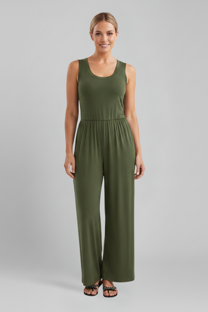 Dames Getailleerde Jumpsuit – Met Elastische Taille en Brede Pijpen voor Casual Gebruik