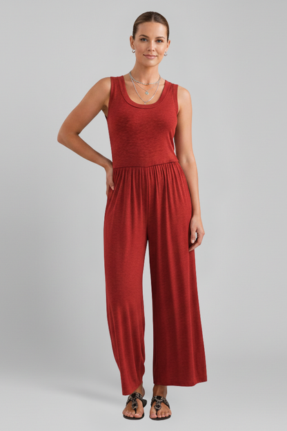 Dames Getailleerde Jumpsuit – Met Elastische Taille en Brede Pijpen voor Casual Gebruik