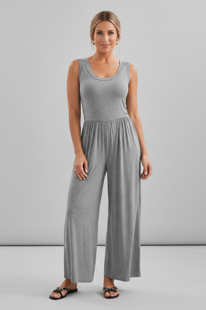Dames Getailleerde Jumpsuit – Met Elastische Taille en Brede Pijpen voor Casual Gebruik