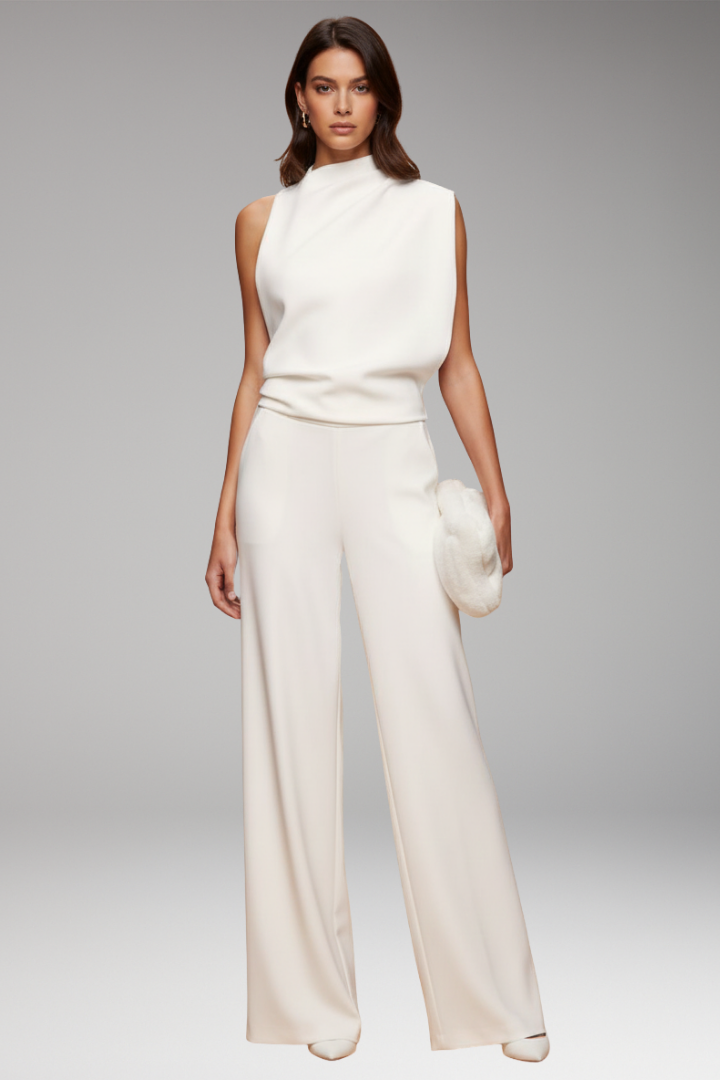 Dames Jumpsuit Mouwloos met Wide-Leg Pijpen