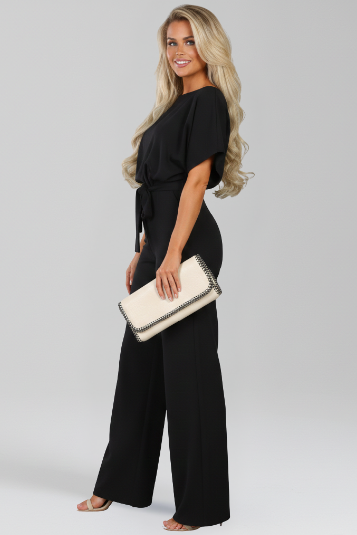 Dames Getailleerde Jumpsuit – Met Ceintuur, Geschikt voor Casual en Werk, Brede Pijpen