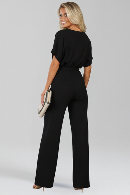 Dames Getailleerde Jumpsuit – Met Ceintuur, Geschikt voor Casual en Werk, Brede Pijpen