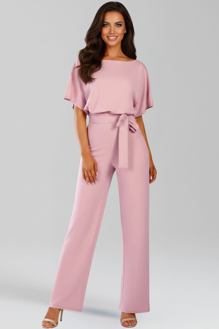 Dames Getailleerde Jumpsuit – Met Ceintuur, Geschikt voor Casual en Werk, Brede Pijpen