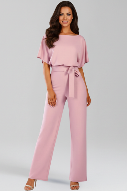Dames Getailleerde Jumpsuit – Met Ceintuur, Geschikt voor Casual en Werk, Brede Pijpen