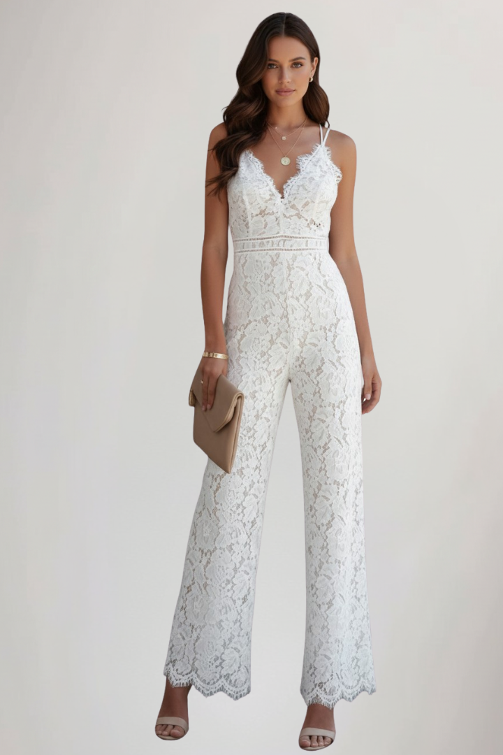 Dames Getailleerde Jumpsuit – Mouwloos, V-hals, Wijde Pijpen voor Casual Gebruik