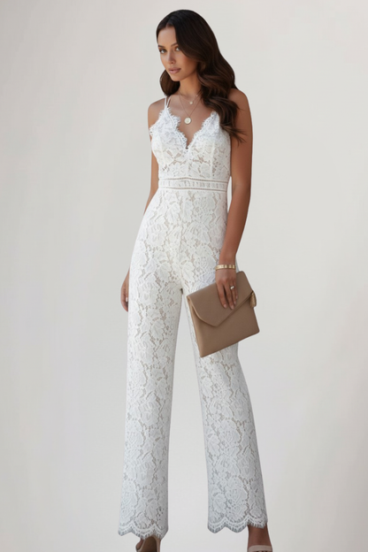 Dames Getailleerde Jumpsuit – Mouwloos, V-hals, Wijde Pijpen voor Casual Gebruik