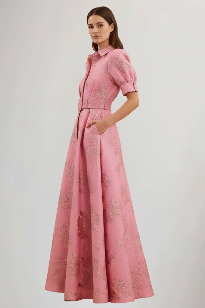 Dames Getailleerde Maxi Jurk – Met Ceintuur, Geschikt voor Zomer en Casual Gebruik