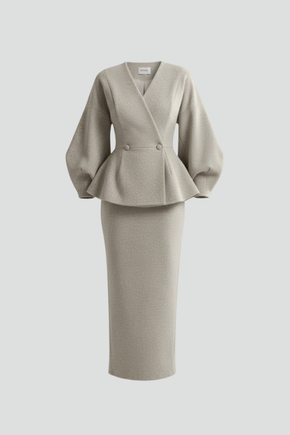 Dames Getailleerde Blazer en Rok Set – Geschikt voor Werk en Formele Gelegenheden