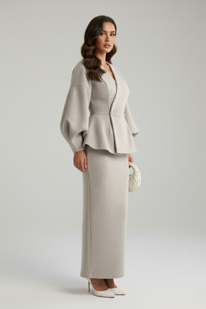 Dames Getailleerde Blazer en Rok Set – Geschikt voor Werk en Formele Gelegenheden