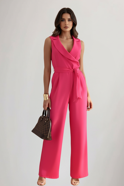 Dames Getailleerde Jumpsuit – Mouwloos, Met Strik Taille, Geschikt voor Zomer en Casual Gebruik