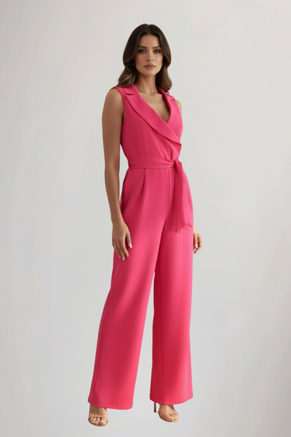 Dames Getailleerde Jumpsuit – Mouwloos, Met Strik Taille, Geschikt voor Zomer en Casual Gebruik