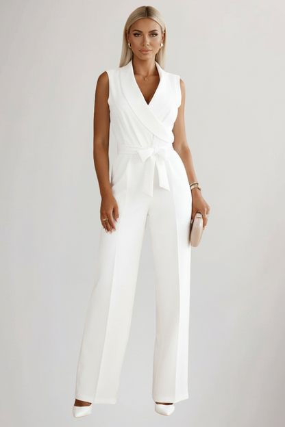 Dames Getailleerde Jumpsuit – Mouwloos, Met Strik Taille, Geschikt voor Zomer en Casual Gebruik