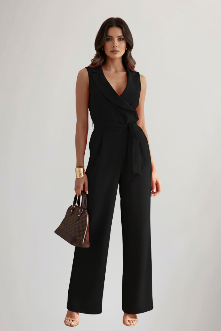 Dames Getailleerde Jumpsuit – Mouwloos, Met Strik Taille, Geschikt voor Zomer en Casual Gebruik