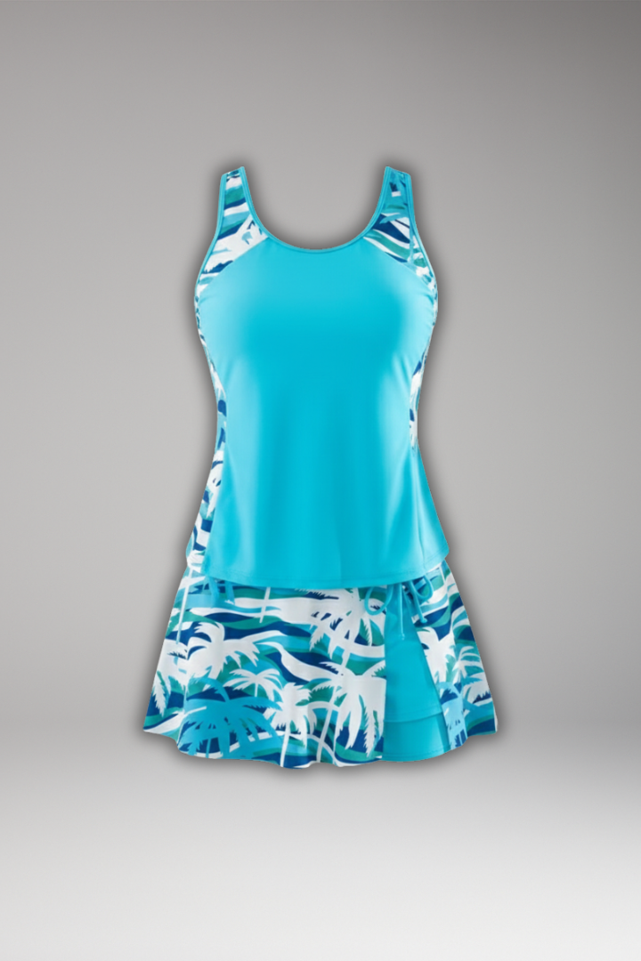 Dames Racerback Tankini Set – Met Rok, Geschikt voor Zomer en Zwemmen