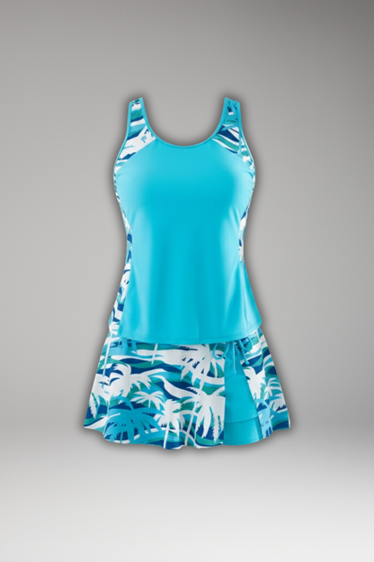 Dames Racerback Tankini Set – Met Rok, Geschikt voor Zomer en Zwemmen