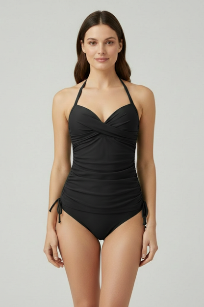 Dames Getailleerde Tankini – Met Ruches, Geschikt voor Zomer en Zwemmen