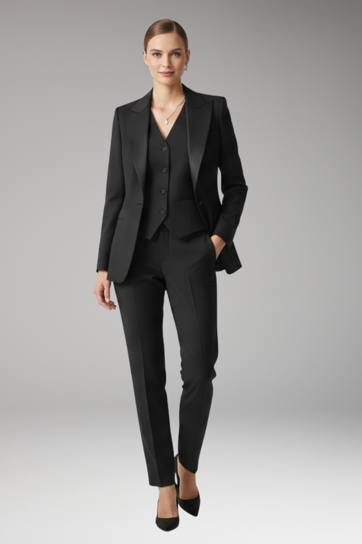 Dames Driedelig Pantalonpak met Blazer, Vest en Rechte Pijpen