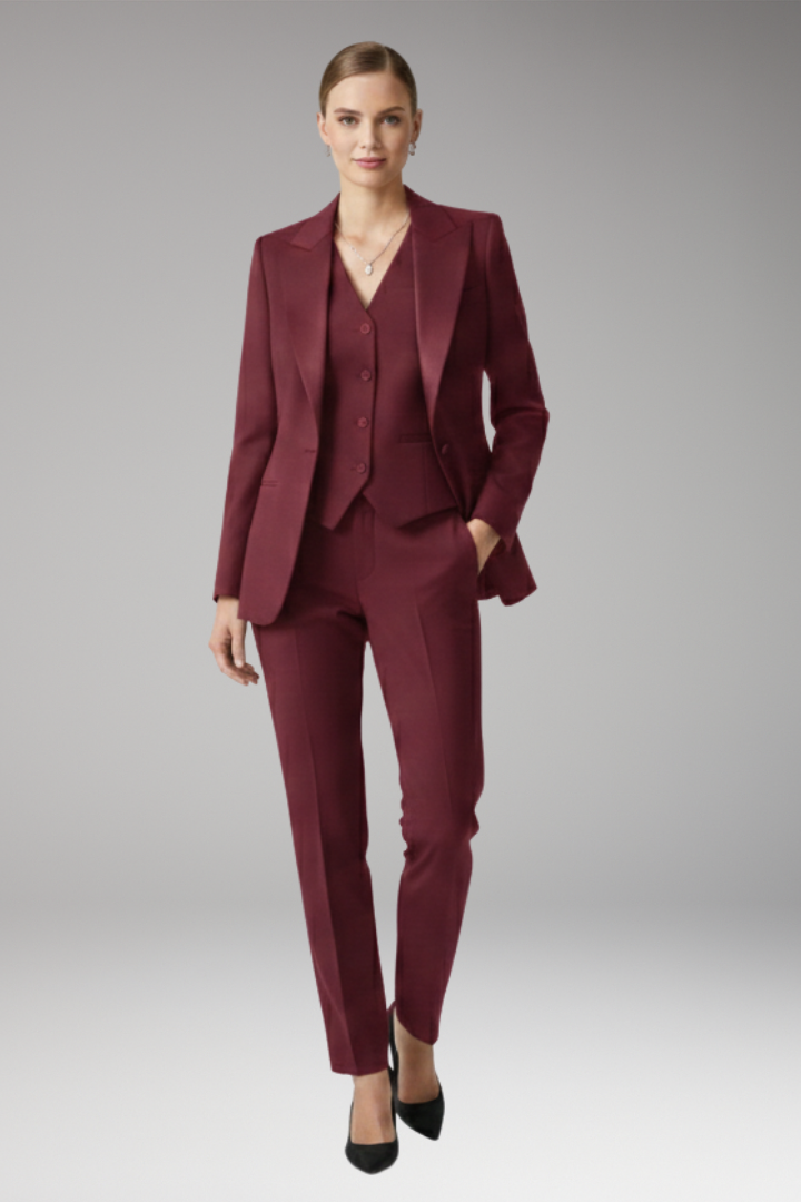 Dames Driedelig Pantalonpak met Blazer, Vest en Rechte Pijpen