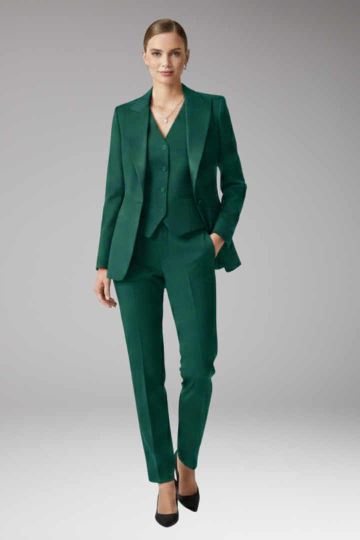 Dames Driedelig Pantalonpak met Blazer, Vest en Rechte Pijpen