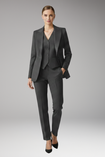 Dames Driedelig Pantalonpak met Blazer, Vest en Rechte Pijpen