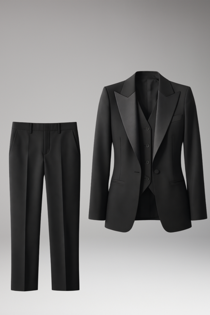 Dames Driedelig Pantalonpak met Blazer, Vest en Rechte Pijpen