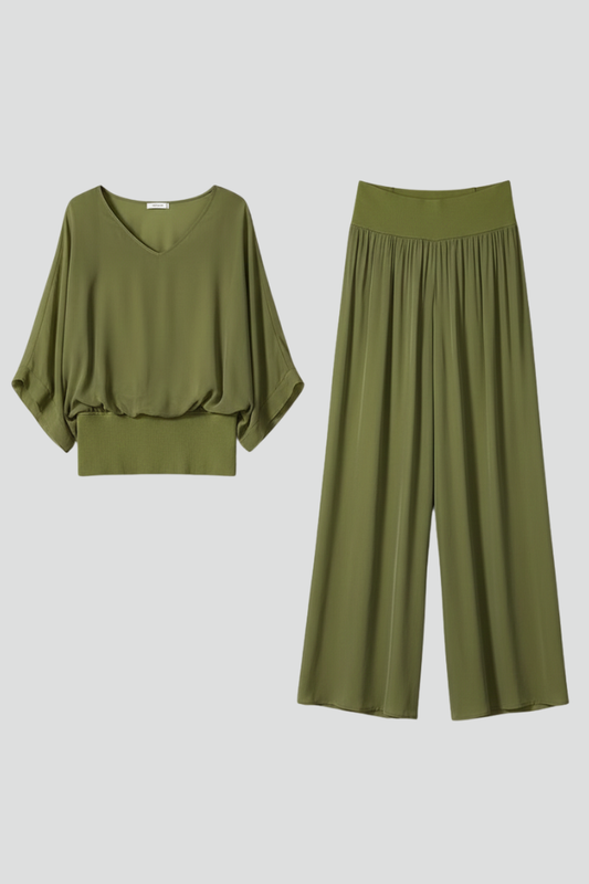 Dames Dubbelzijdige Set – Met Brede Pijpen, Geschikt voor Zomer en Casual Gebruik