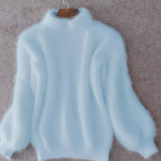 Women's Sweater Fluffy Turtleneck Relaxed Fit Knit for Winter Comfort 0