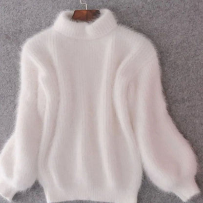 Women's Sweater Fluffy Turtleneck Relaxed Fit Knit for Winter Comfort 1