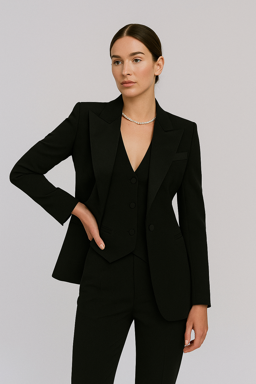 Dames Getailleerd Set – Blazer, Vest en Slim Fit Broek – Geschikt voor Werk en Dagelijks Gebruik