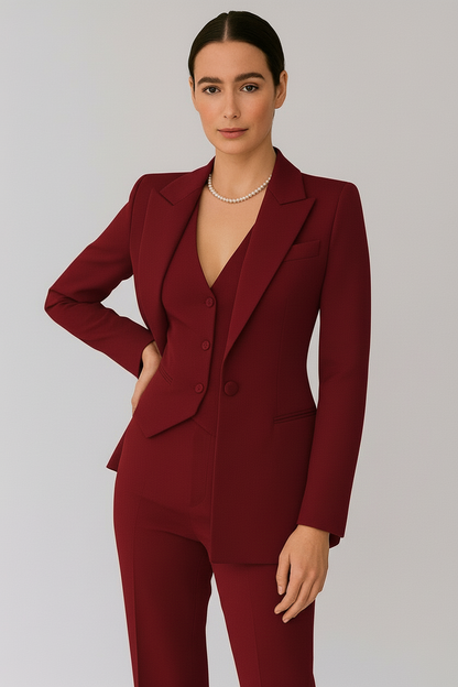 Dames Getailleerd Set – Blazer, Vest en Slim Fit Broek – Geschikt voor Werk en Dagelijks Gebruik