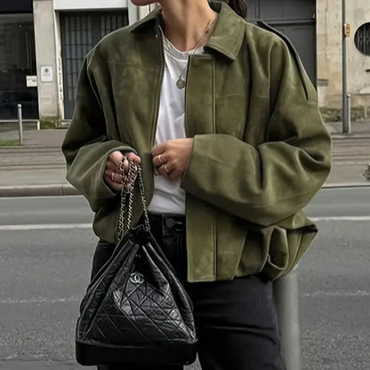 Dames Oversized Jas – Met Rits, Geschikt voor Lente en Herfst