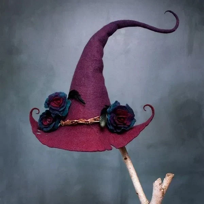 Women's Soft Felt Witch Hat – Individually Adjustable Halloween Headwear 2
