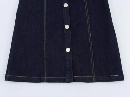 Fleur - Slank Denim Mouwloos Mini Jurkje