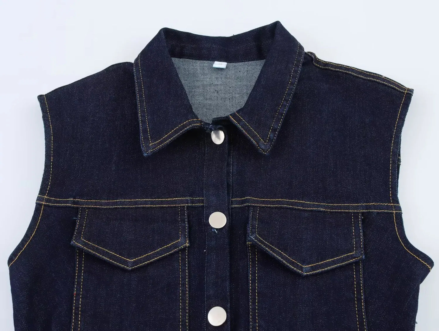 Fleur - Slank Denim Mouwloos Mini Jurkje
