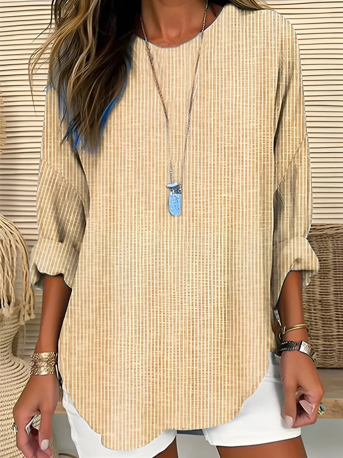 Dames Getailleerde Blouse – Casual voor Dagelijks Gebruik, Met Knopen en Lange Mouwen