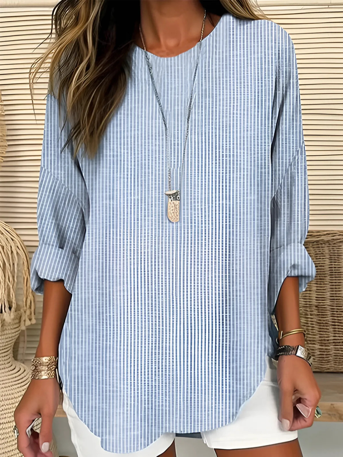 Dames Getailleerde Blouse – Casual voor Dagelijks Gebruik, Met Knopen en Lange Mouwen