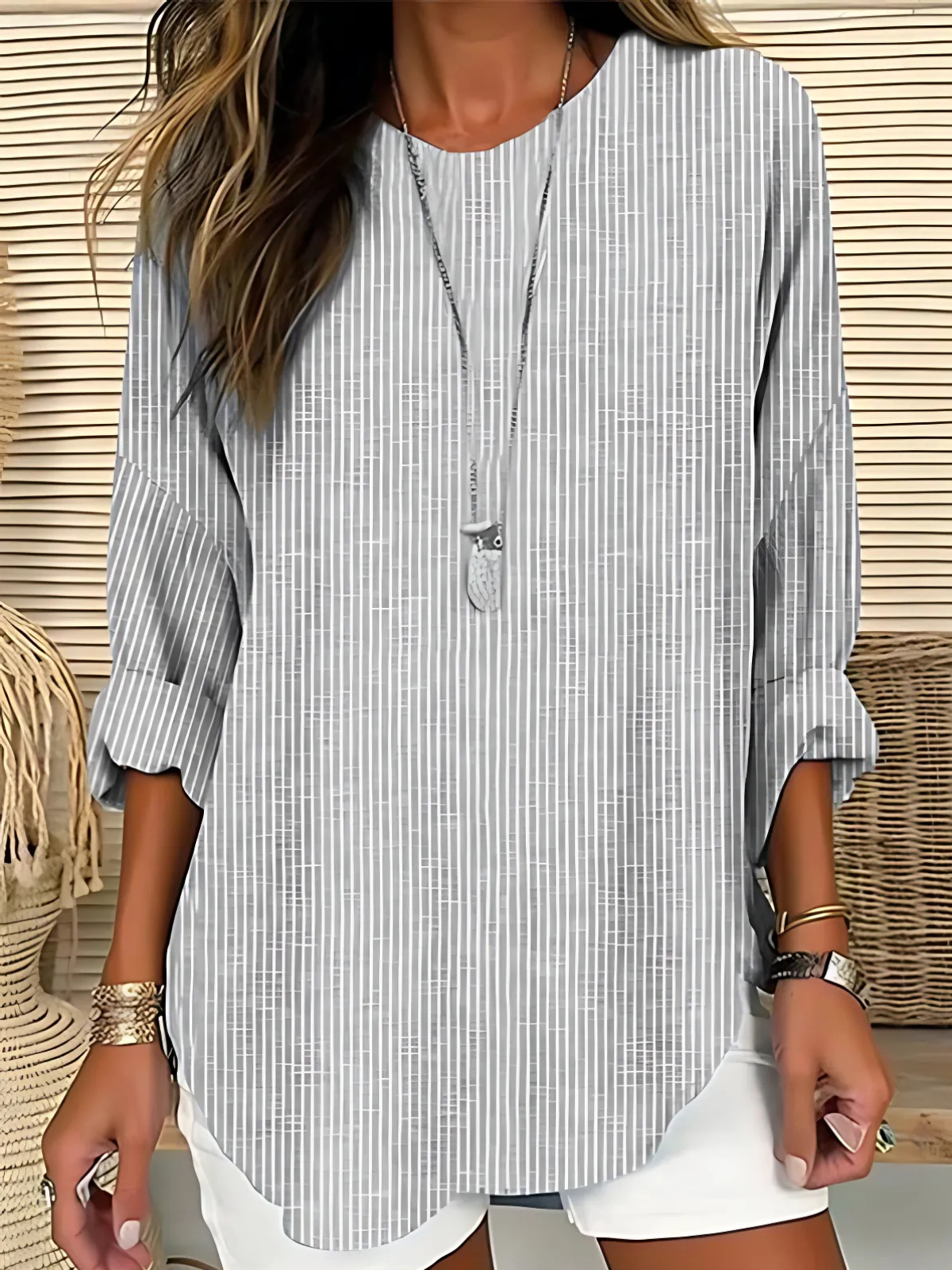 Dames Getailleerde Blouse – Casual voor Dagelijks Gebruik, Met Knopen en Lange Mouwen
