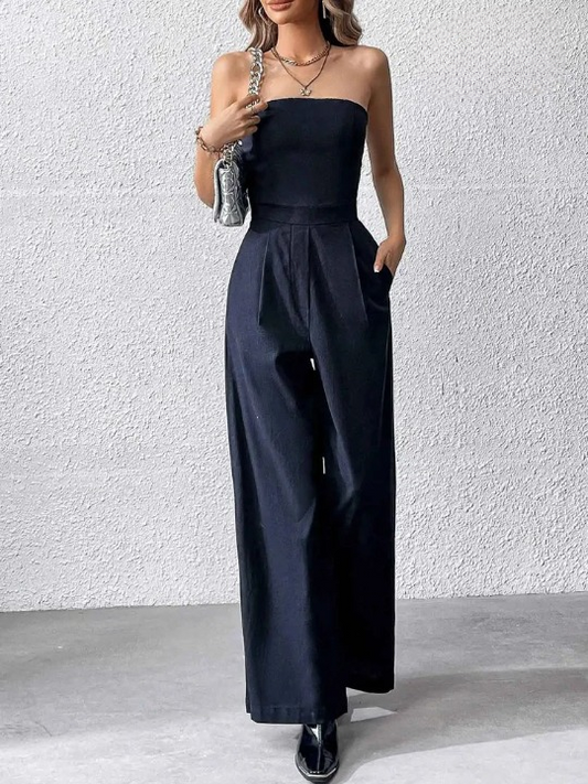 Dalina - Strapless Playsuit met Wijde Pijpen
