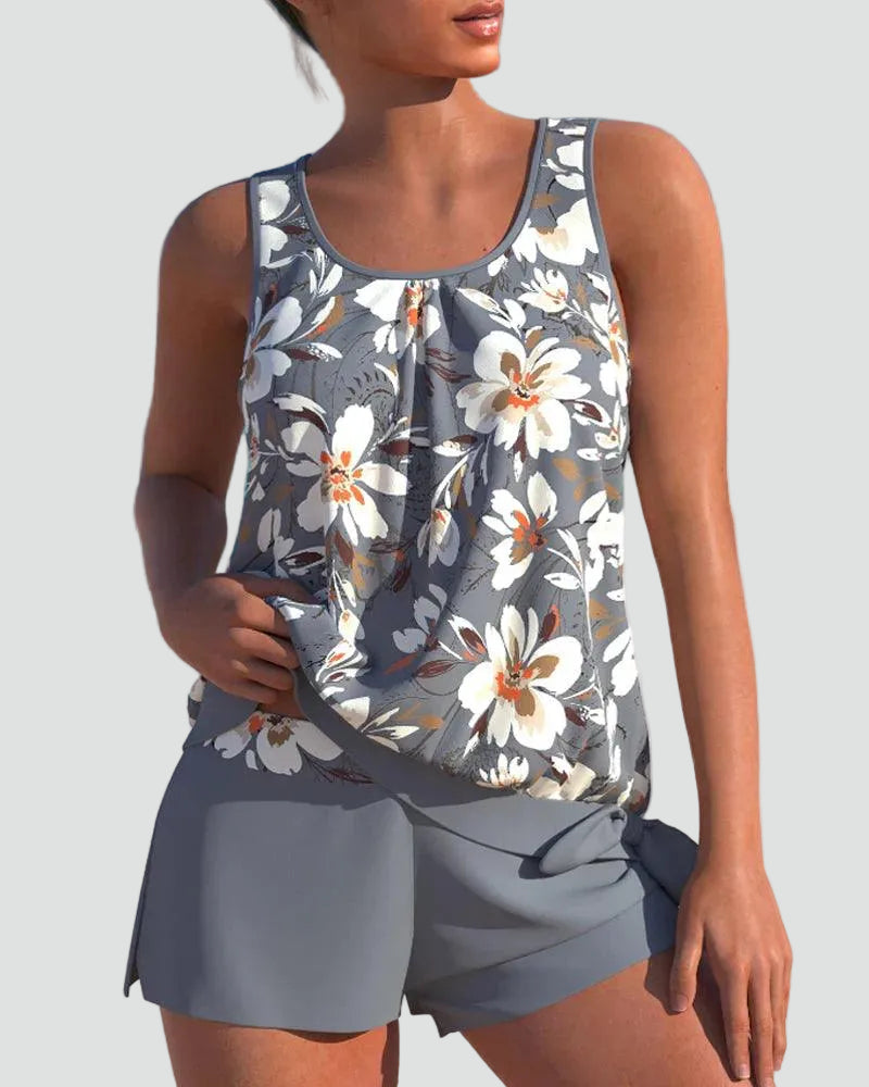 Dames Tankini Set met Bloemenprint - Vormgevend Model