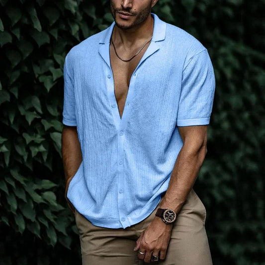 Heren Overhemd Korte Mouw Casual Button-Up