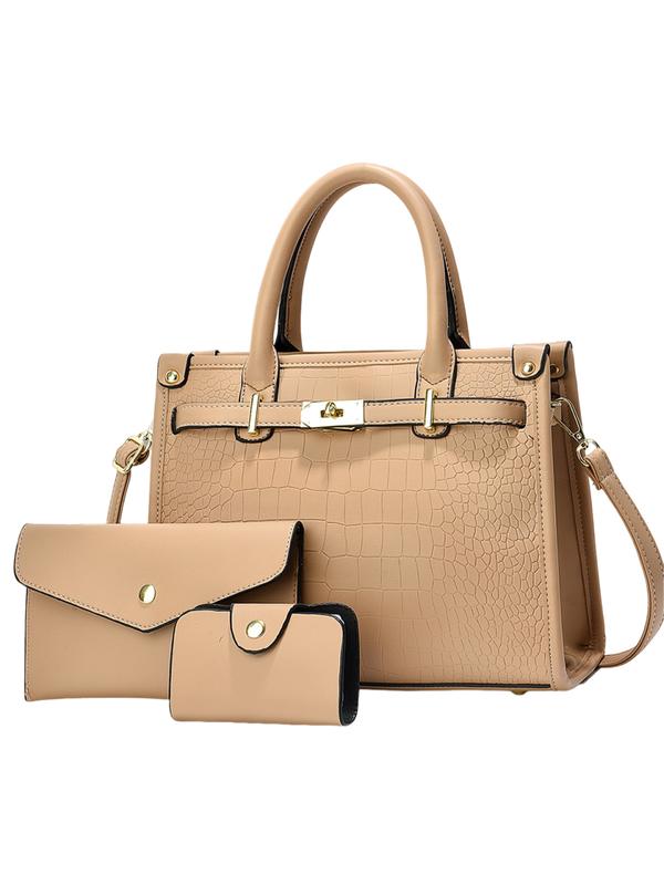 Dames Handtassenset met Crocoprint, Clutch en Pashouder