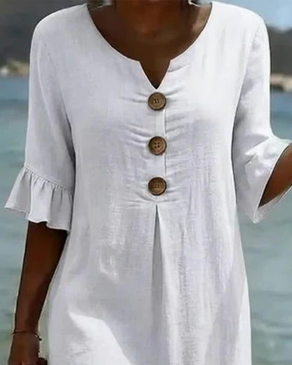 Dames Zomerjurk met Knoopsluiting en Losse Pasvorm
