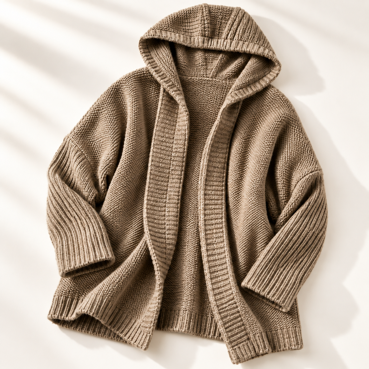 Dames Vest met Capuchon Grof Gebreid Longline Cardigan