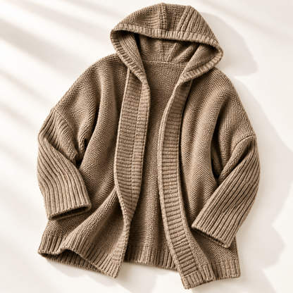 Dames Vest met Capuchon Grof Gebreid Longline Cardigan