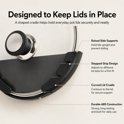 adhesive pot lid holders for cabinet doors in black