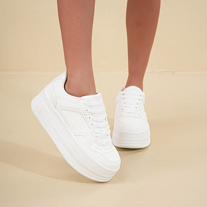 Sienna - Trendy Witte Plateau Sneakers