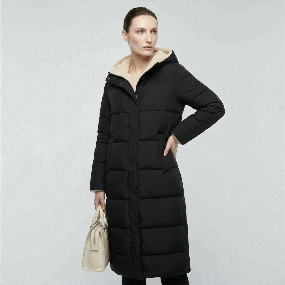 Alessia – Women's Winter Reversible Jacket - Puffer Jacket - Black - Taylor & Bennett