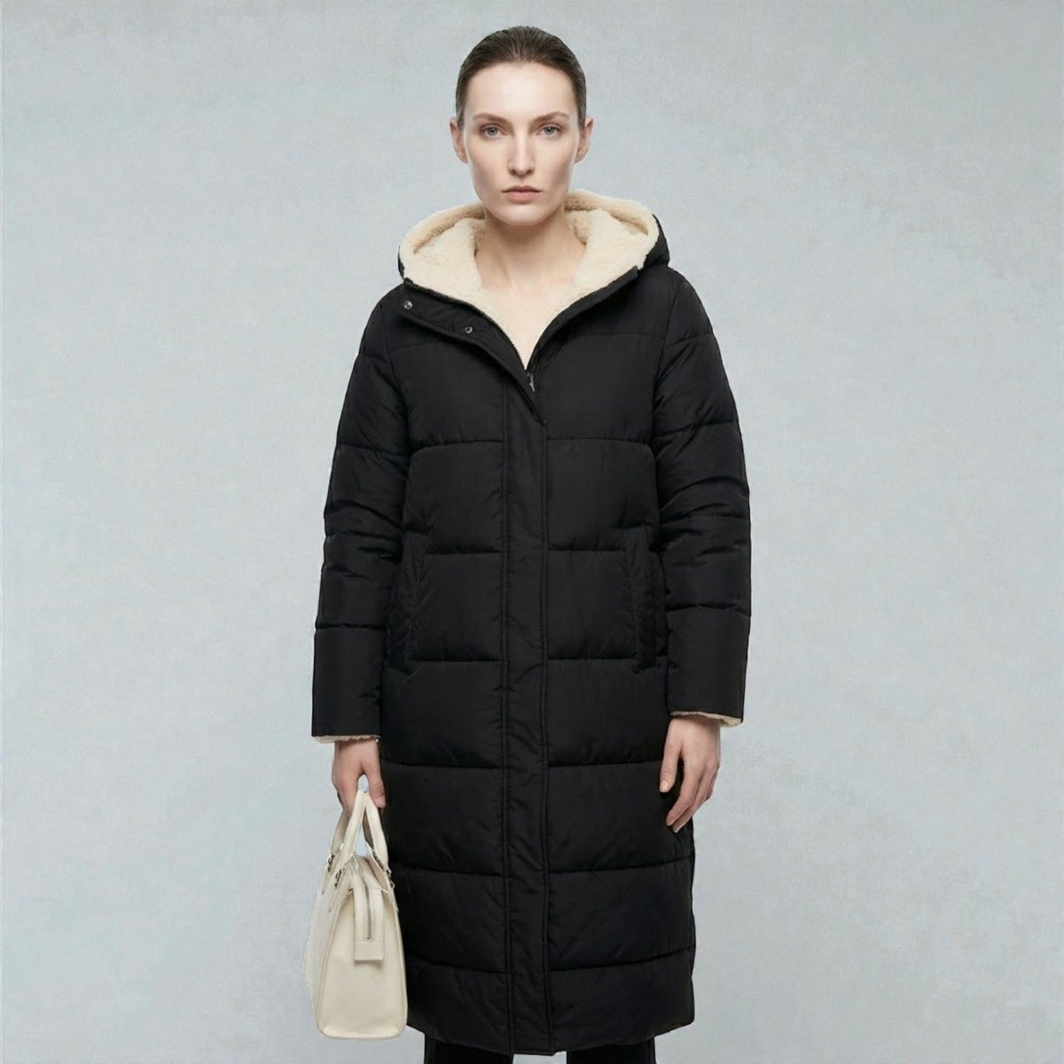 Alessia – Women's Winter Reversible Jacket - Puffer Jacket - Black - Taylor & Bennett