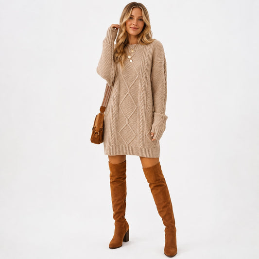 Kelly Cable Knit Jumper Dress_1